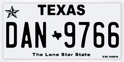 TX license plate DAN9766