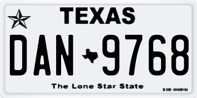 TX license plate DAN9768
