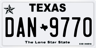 TX license plate DAN9770