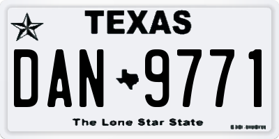TX license plate DAN9771