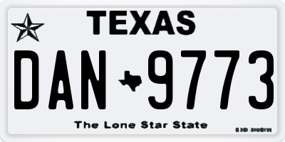 TX license plate DAN9773