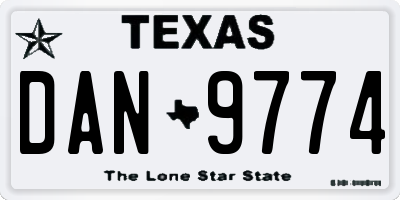 TX license plate DAN9774