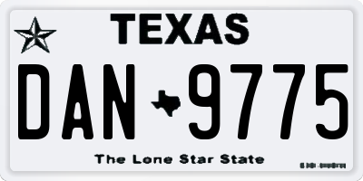 TX license plate DAN9775