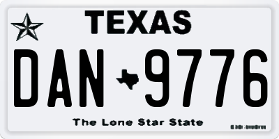 TX license plate DAN9776