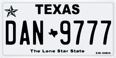 TX license plate DAN9777