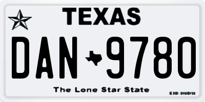 TX license plate DAN9780