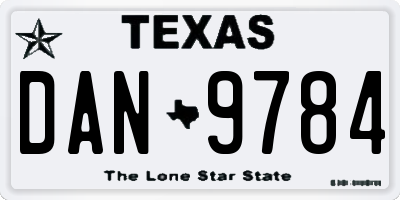 TX license plate DAN9784
