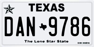 TX license plate DAN9786