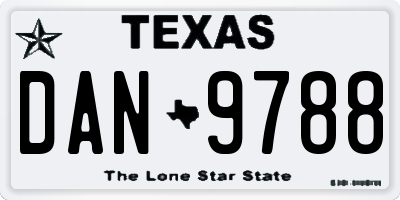 TX license plate DAN9788