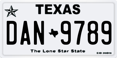 TX license plate DAN9789