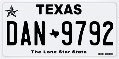 TX license plate DAN9792