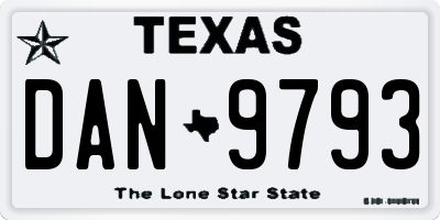 TX license plate DAN9793