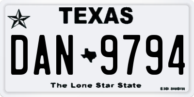 TX license plate DAN9794