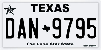 TX license plate DAN9795