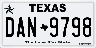 TX license plate DAN9798