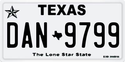 TX license plate DAN9799