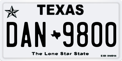 TX license plate DAN9800