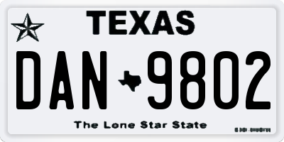 TX license plate DAN9802