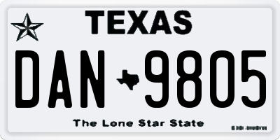 TX license plate DAN9805