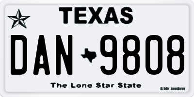TX license plate DAN9808