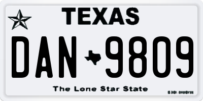 TX license plate DAN9809