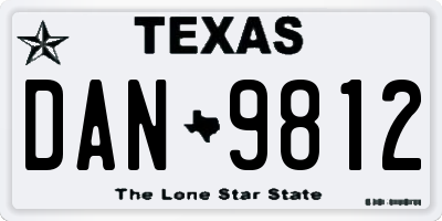 TX license plate DAN9812