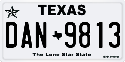 TX license plate DAN9813