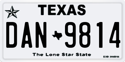 TX license plate DAN9814