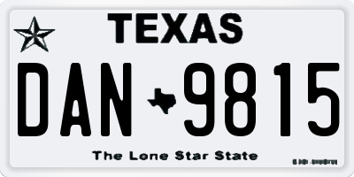 TX license plate DAN9815