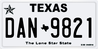 TX license plate DAN9821