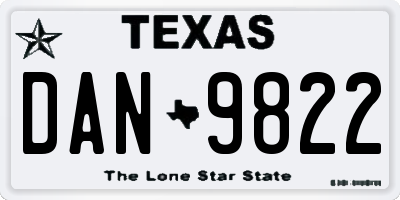 TX license plate DAN9822
