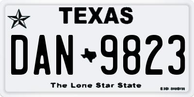 TX license plate DAN9823