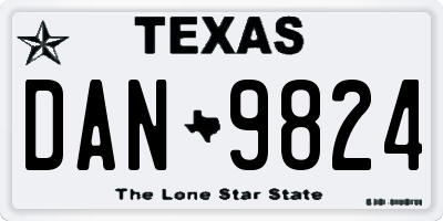 TX license plate DAN9824