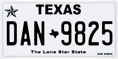 TX license plate DAN9825
