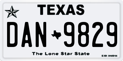 TX license plate DAN9829