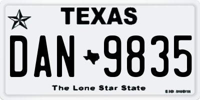 TX license plate DAN9835