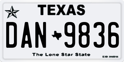 TX license plate DAN9836