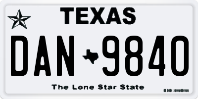 TX license plate DAN9840