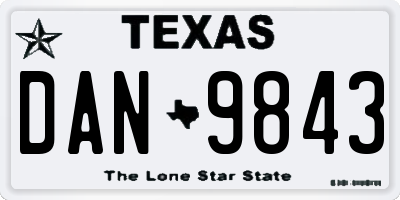 TX license plate DAN9843