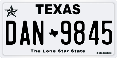 TX license plate DAN9845