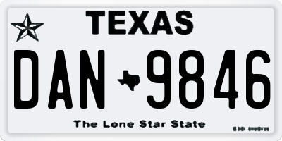 TX license plate DAN9846