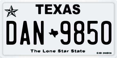 TX license plate DAN9850