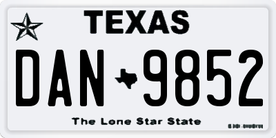TX license plate DAN9852