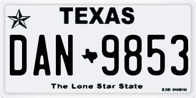 TX license plate DAN9853