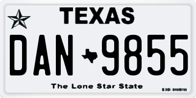 TX license plate DAN9855