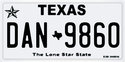 TX license plate DAN9860