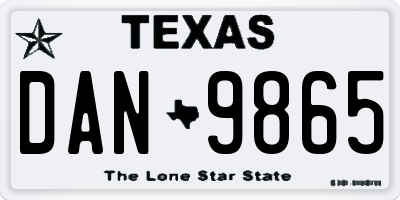 TX license plate DAN9865