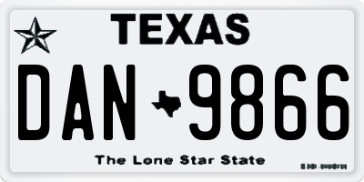 TX license plate DAN9866