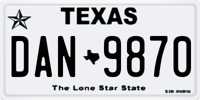 TX license plate DAN9870