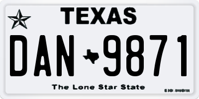 TX license plate DAN9871